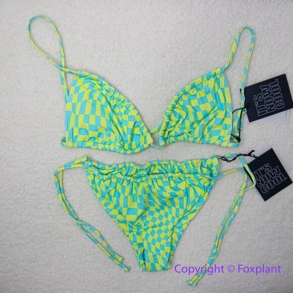 New! Set! It’s Now Cool x Free People checkered wave bikini set size S - Picture 2 of 16